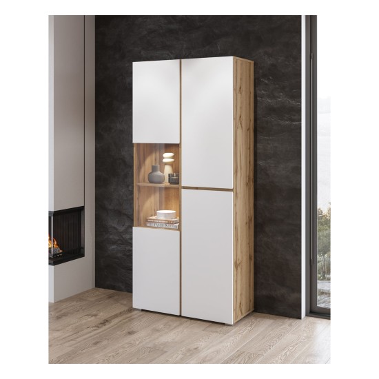 Display cabinet CROSS Helvetia 79 cm, white with wotan oak Display cabinet CROSS Helvetia 79 cm, white with wotan oak