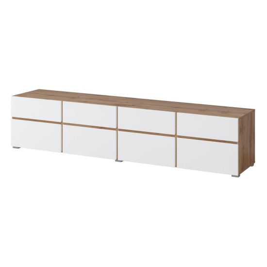 TV unit CROSS Helvetia 225 cm, white with wotan oak