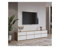 TV unit CROSS Helvetia 225 cm, white with wotan oak