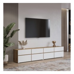 TV unit CROSS Helvetia 225 cm, white with wotan oak TV unit CROSS Helvetia 225 cm, white with wotan oak