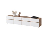 TV unit CROSS Helvetia 225 cm, white with wotan oak