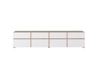 TV unit CROSS Helvetia 225 cm, white with wotan oak