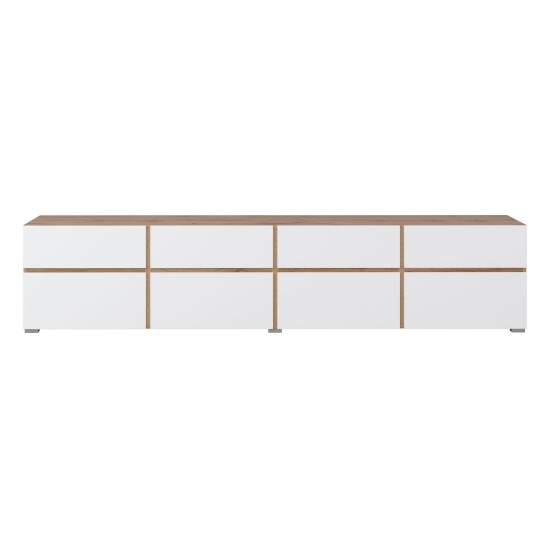 TV unit CROSS Helvetia 225 cm, white with wotan oak
