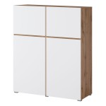 Tall chest of drawers CROSS Helvetia 119 cm, white with wotan oak