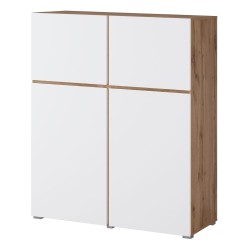 Tall chest of drawers CROSS Helvetia 119 cm, white with wotan oak