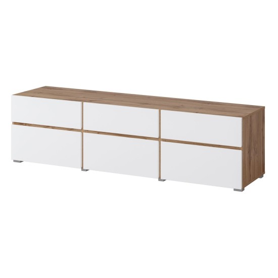 TV unit CROSS Helvetia 180 cm, white with wotan oak