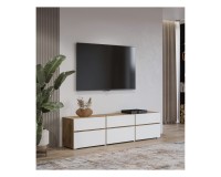 TV unit CROSS Helvetia 180 cm, white with wotan oak