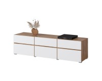 TV unit CROSS Helvetia 180 cm, white with wotan oak