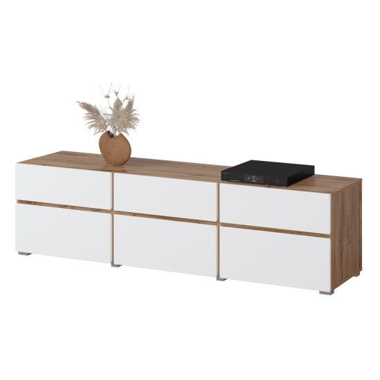TV unit CROSS Helvetia 180 cm, white with wotan oak