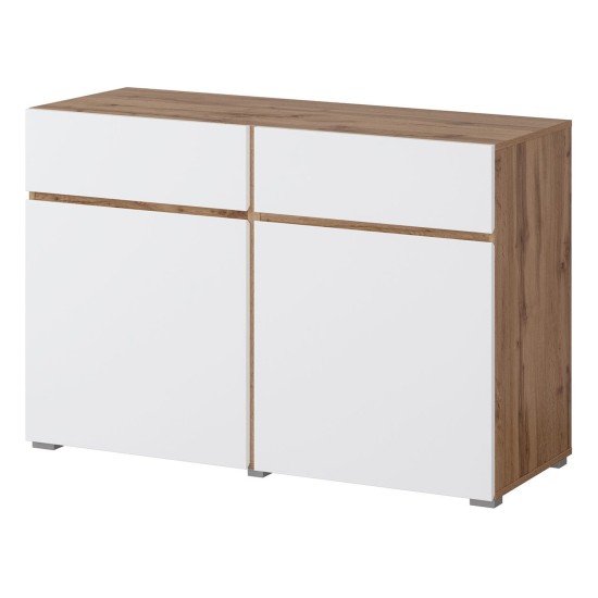 Chest of drawers CROSS Helvetia 119 cm, white with wotan oak