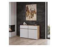 Chest of drawers CROSS Helvetia 119 cm, white with wotan oak