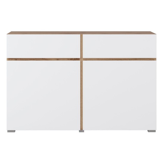 Chest of drawers CROSS Helvetia 119 cm, white with wotan oak
