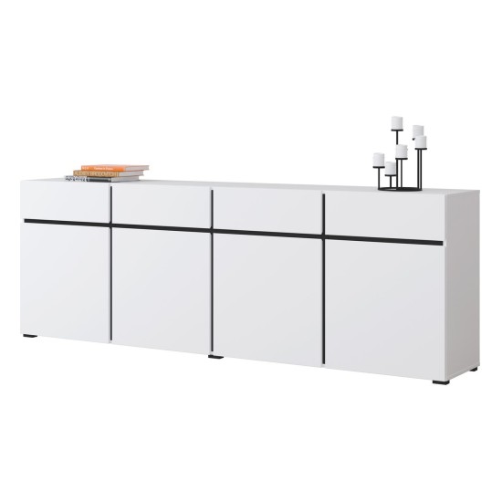 Chest of drawers CROSS Helvetia 225 cm, white with black