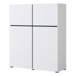 Tall chest of drawers CROSS Helvetia 119 cm, white with black