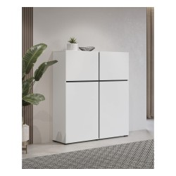 Tall chest of drawers CROSS Helvetia 119 cm, white with black