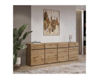 Chest of drawers CROSS Helvetia 225 cm, wotan oak with black Chest of drawers CROSS Helvetia 225 cm, wotan oak with black