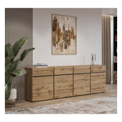 Chest of drawers CROSS Helvetia 225 cm, wotan oak with black Chest of drawers CROSS Helvetia 225 cm, wotan oak with black