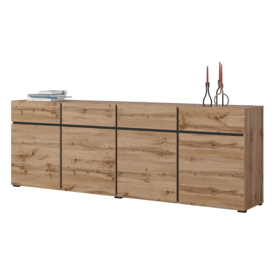 Chest of drawers CROSS Helvetia 225 cm, wotan oak with black Chest of drawers CROSS Helvetia 225 cm, wotan oak with black