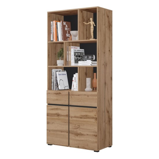 Shelving unit CROSS Helvetia 85 cm, wotan oak with black
