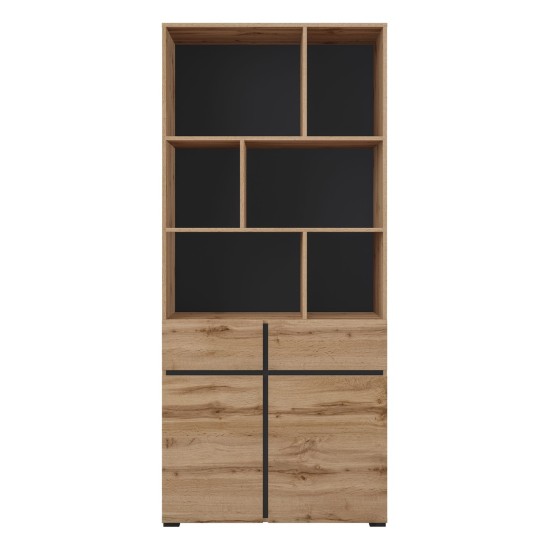 Shelving unit CROSS Helvetia 85 cm, wotan oak with black