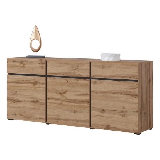 Chest of drawers CROSS Helvetia 180 cm, wotan oak with black
