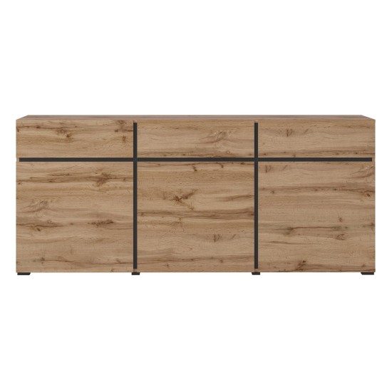 Chest of drawers CROSS Helvetia 180 cm, wotan oak with black
