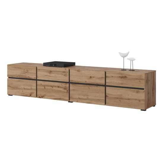 TV unit CROSS Helvetia 225 cm, wotan oak with black