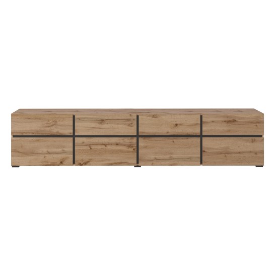 TV unit CROSS Helvetia 225 cm, wotan oak with black