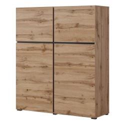 Tall chest of drawers CROSS Helvetia 119 cm, wotan oak with black