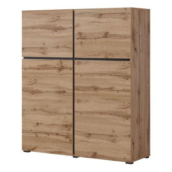 Tall chest of drawers CROSS Helvetia 119 cm, wotan oak with black Tall chest of drawers CROSS Helvetia 119 cm, wotan oak with black