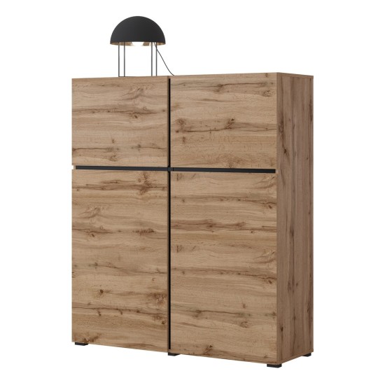 Tall chest of drawers CROSS Helvetia 119 cm, wotan oak with black Tall chest of drawers CROSS Helvetia 119 cm, wotan oak with black