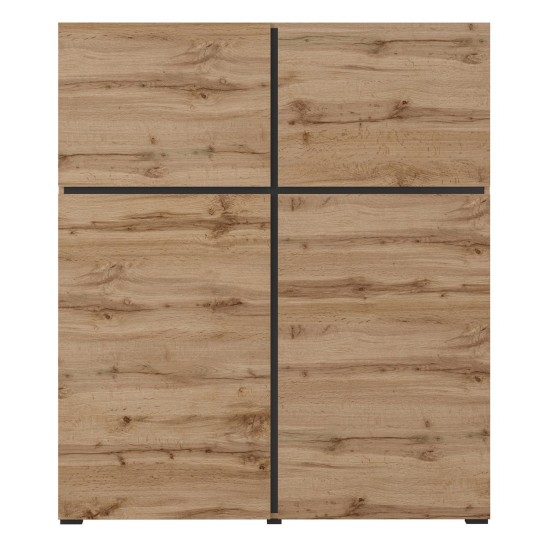 Tall chest of drawers CROSS Helvetia 119 cm, wotan oak with black Tall chest of drawers CROSS Helvetia 119 cm, wotan oak with black