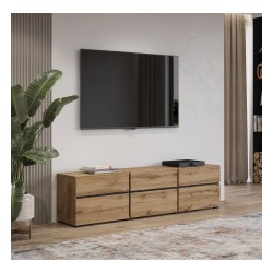 TV unit CROSS Helvetia 180 cm, wotan oak with black TV unit CROSS Helvetia 180 cm, wotan oak with black