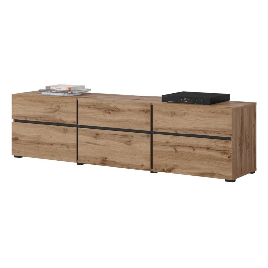 TV unit CROSS Helvetia 180 cm, wotan oak with black TV unit CROSS Helvetia 180 cm, wotan oak with black