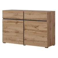 Chest of drawers CROSS Helvetia 119 cm, wotan oak with black