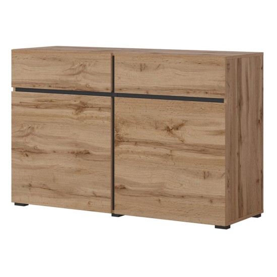 Chest of drawers CROSS Helvetia 119 cm, wotan oak with black Chest of drawers CROSS Helvetia 119 cm, wotan oak with black