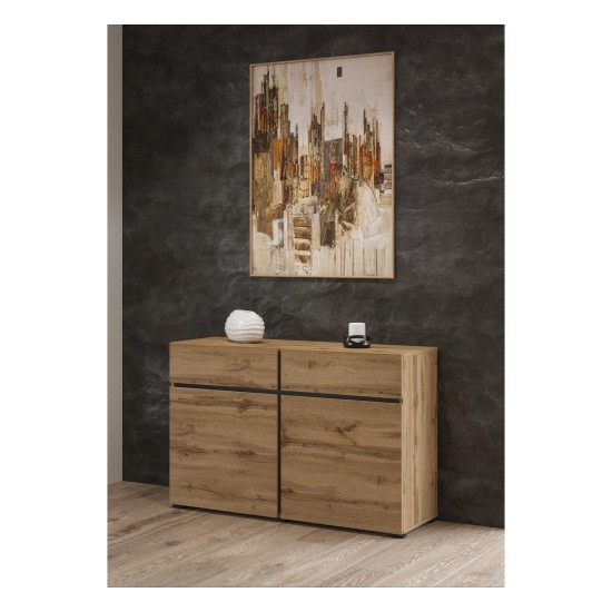 Chest of drawers CROSS Helvetia 119 cm, wotan oak with black Chest of drawers CROSS Helvetia 119 cm, wotan oak with black