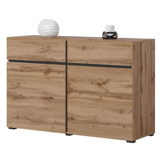 Chest of drawers CROSS Helvetia 119 cm, wotan oak with black Chest of drawers CROSS Helvetia 119 cm, wotan oak with black