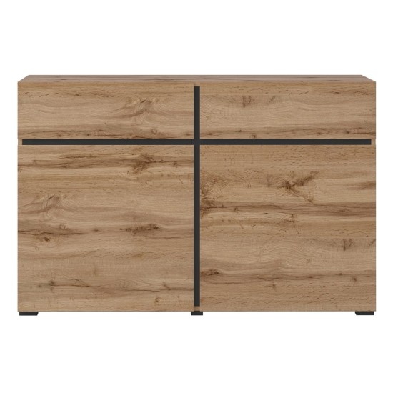 Chest of drawers CROSS Helvetia 119 cm, wotan oak with black Chest of drawers CROSS Helvetia 119 cm, wotan oak with black