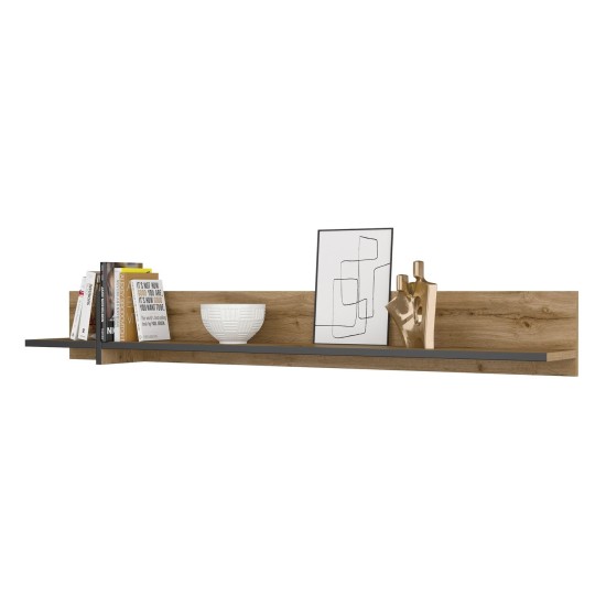Wall shelf CROSS Helvetia 180 cm, wotan oak with black