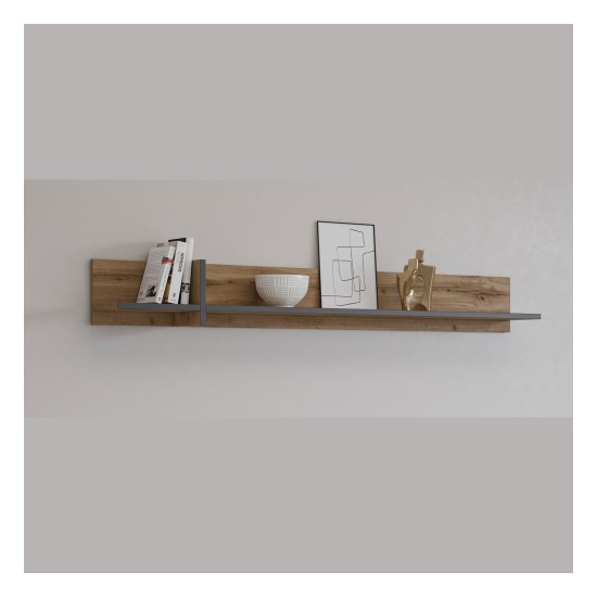 Wall shelf CROSS Helvetia 180 cm, wotan oak with black