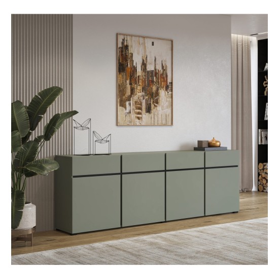 Chest of drawers CROSS Helvetia 225 cm, green with black