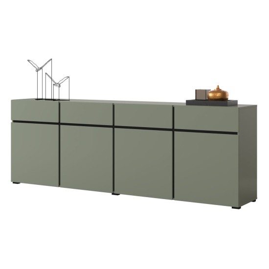 Chest of drawers CROSS Helvetia 225 cm, green with black