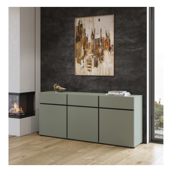 Chest of drawers CROSS Helvetia 180 cm, green with black