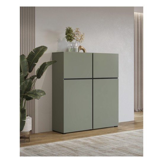 Tall chest of drawers CROSS Helvetia 119 cm, green with black