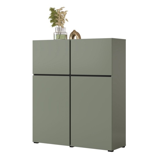 Tall chest of drawers CROSS Helvetia 119 cm, green with black