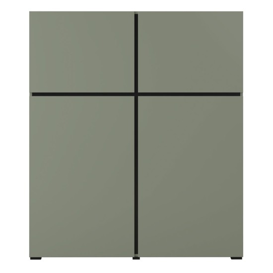 Tall chest of drawers CROSS Helvetia 119 cm, green with black