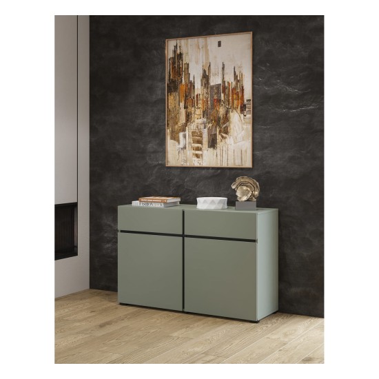 Chest of drawers CROSS Helvetia 119 cm, green with black