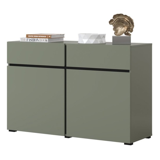 Chest of drawers CROSS Helvetia 119 cm, green with black