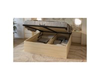 Bed TERRA 160x200 cm, Lindberg oak, with a bedding box and a lifting frame